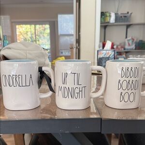 Rae Dunn Cinderella Cream Mugs with Whimsical Text